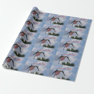 Papier Cadeau Drapeau américain et aigle en vol 4 juillet