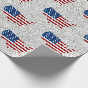 Papier Cadeau Drapeau américain étoiles et bandes 4 juillet Pail