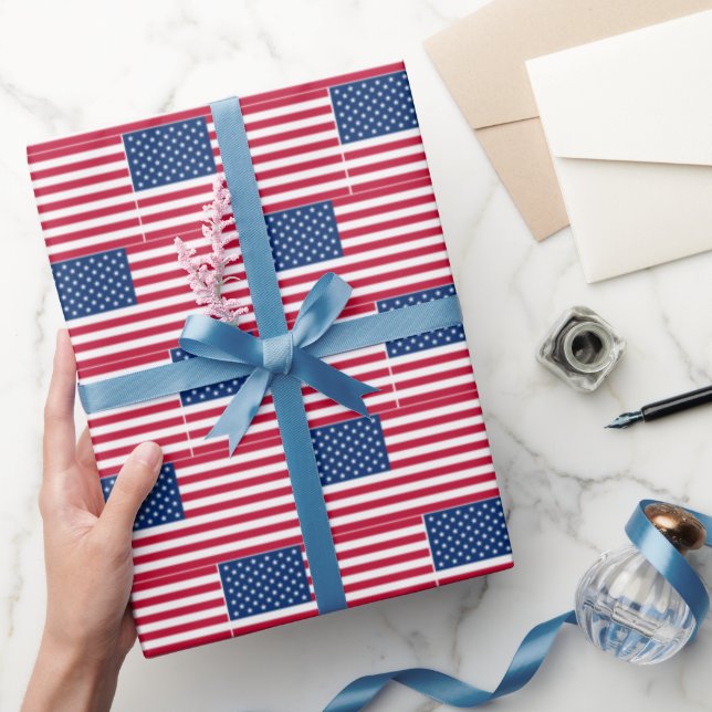 Papier Cadeau Drapeau américain flou (Cadeaux)