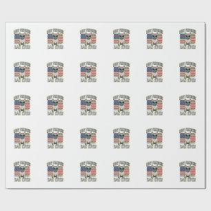 Papier Cadeau Drapeau américain Papa Frenchie Vintage