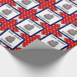 Papier Cadeau Drapeau américain patriotique USA Puli Dog (gris)