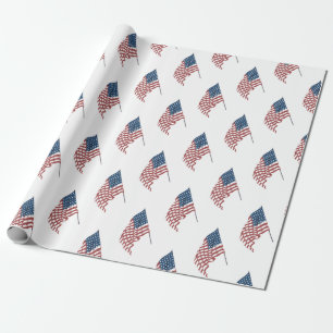 Papier Cadeau Drapeau américain patriotique vintage au vent