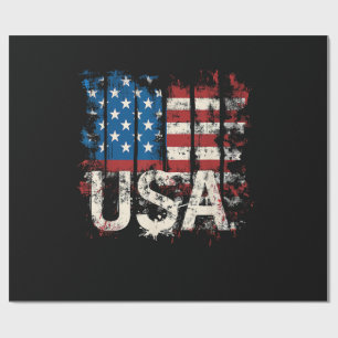 Papier Cadeau Drapeau américain rétro 4 juillet
