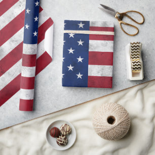 Papier Cadeau drapeau américain rouge vintage bleu Amérique patr