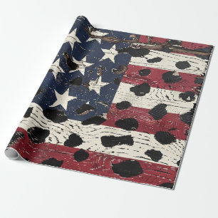 Papier Cadeau Drapeau américain rustique imprimé léopard (2)