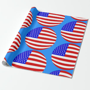 Papier Cadeau drapeau américain usa patriotique étoiles rayures