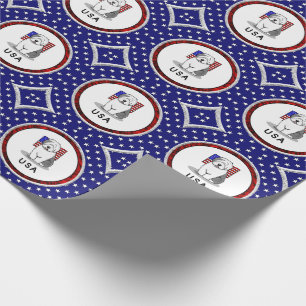 Papier Cadeau Drapeau américain Vieux chien anglais (Grey 1)