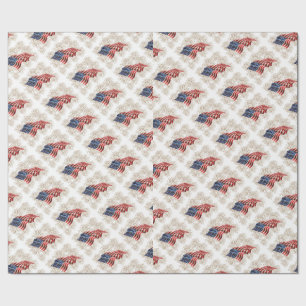 Papier Cadeau Drapeau américain vintage avec des feux d'artific
