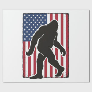 Papier Cadeau Drapeau américain vintage silhouette Bigfoot Vecto