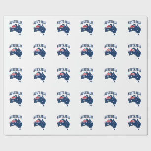 Papier Cadeau Drapeau Australie Carte Graphique en détresse vint