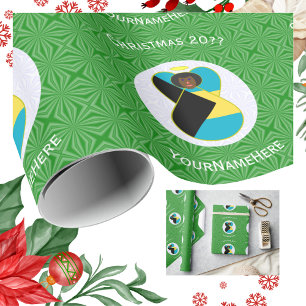 Papier Cadeau Drapeau bahamien personnalisé Ange noir de Noël