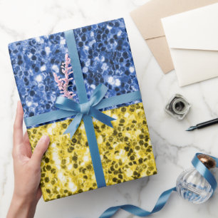 Papier Cadeau Drapeau bleu jaune Ukraine parties scintillant fau
