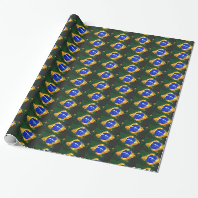 Papier Cadeau Drapeau brésilien BR Brasil (Déroulé)