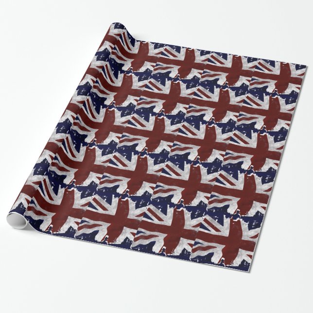 Papier Cadeau Drapeau britannique, Union Jack, Conception patrio (Déroulé)