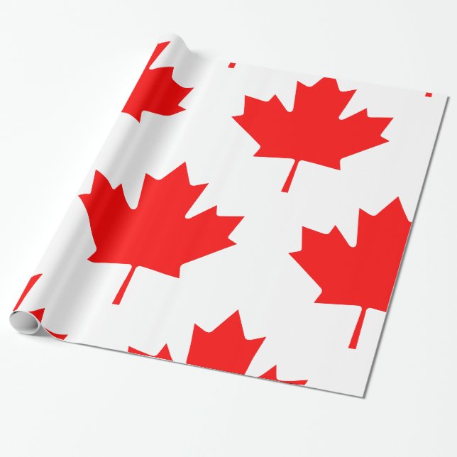 Papier Cadeau Drapeau canadien feuille d'érable rouge (Déroulé)