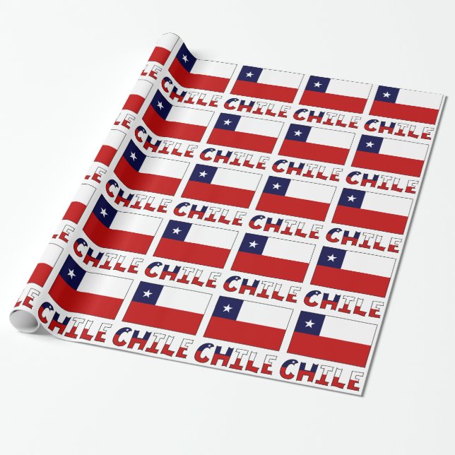 Papier Cadeau Drapeau chilien et Chili (Déroulé)