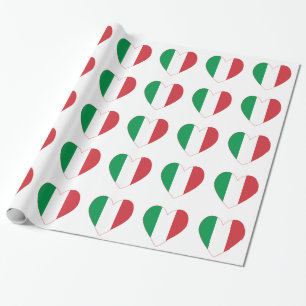 Papier Cadeau Drapeau Cœur Italien