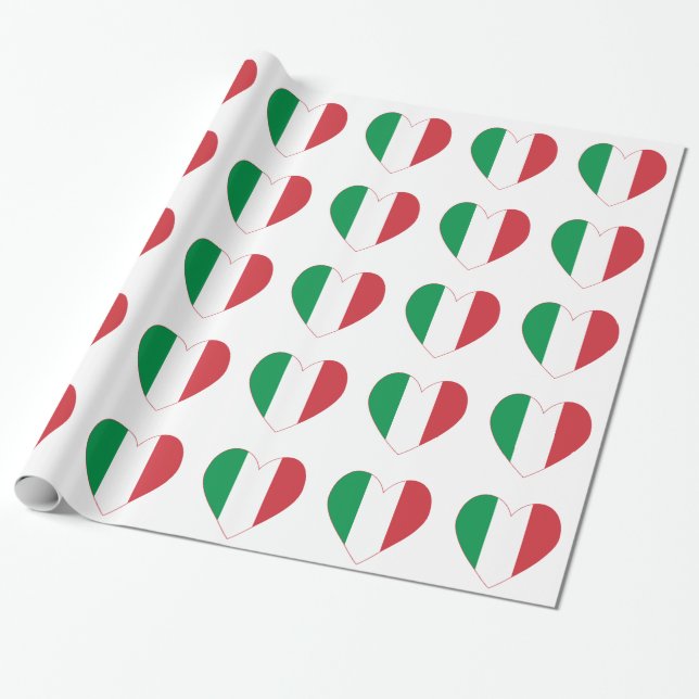 Papier Cadeau Drapeau Cœur Italien (Déroulé)