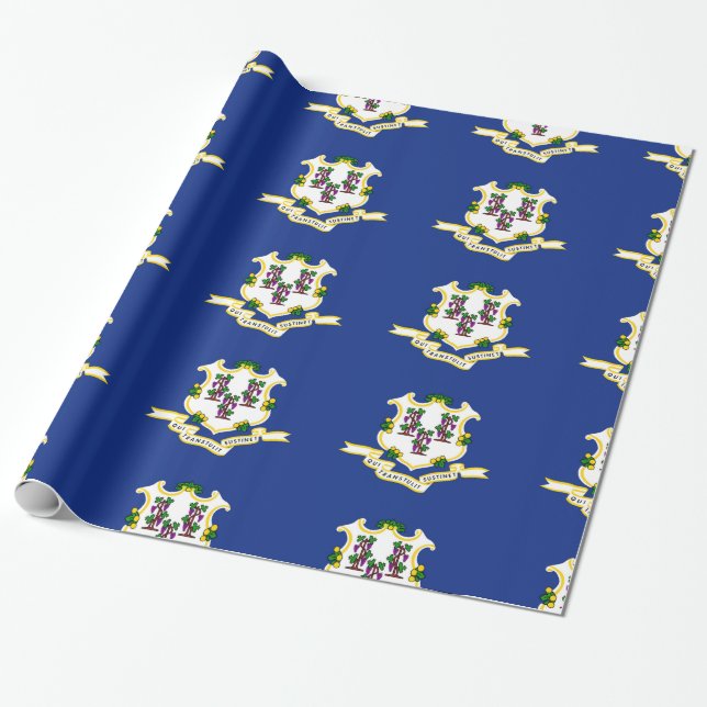Papier Cadeau Drapeau Connecticut (Déroulé)
