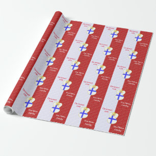Papier Cadeau Drapeau d'ange finlandais personnalisé rouge et bl