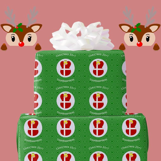 Papier Cadeau Drapeau danois Ange de Noël Personnalisé (Créateur téléchargé)