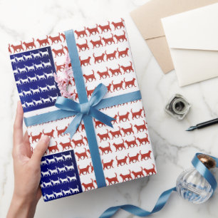 Papier Cadeau Drapeau de chat du 4 juillet Rouge Blanc Bleu État