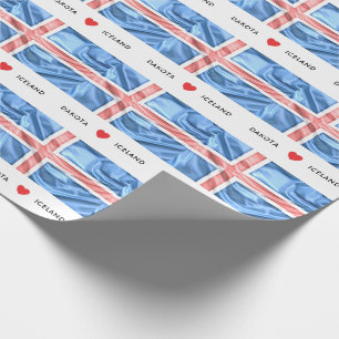 Papier Cadeau Drapeau de coeur de la coutume I de l'Islande