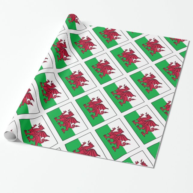Papier Cadeau Drapeau de dragon du Pays de Galles Gallois (Déroulé)