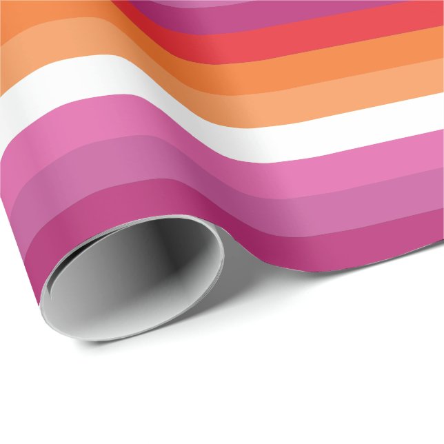 Papier Cadeau Drapeau de fierté lesbienne (Coin rond)
