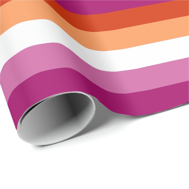 Papier Cadeau Drapeau de fierté lesbienne (5 bandes) (Coin rond)