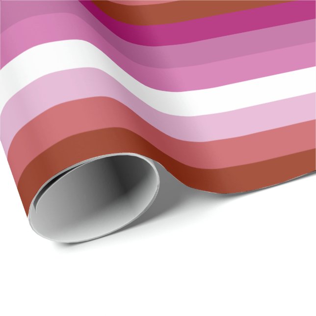 Papier Cadeau Drapeau de fierté lesbienne horizontal (Coin rond)