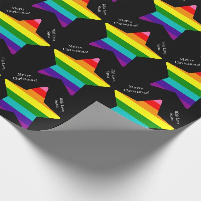 Papier Cadeau Drapeau de fierté LGBT 8 bandes Étoiles Noël LGBTQ (Coin)