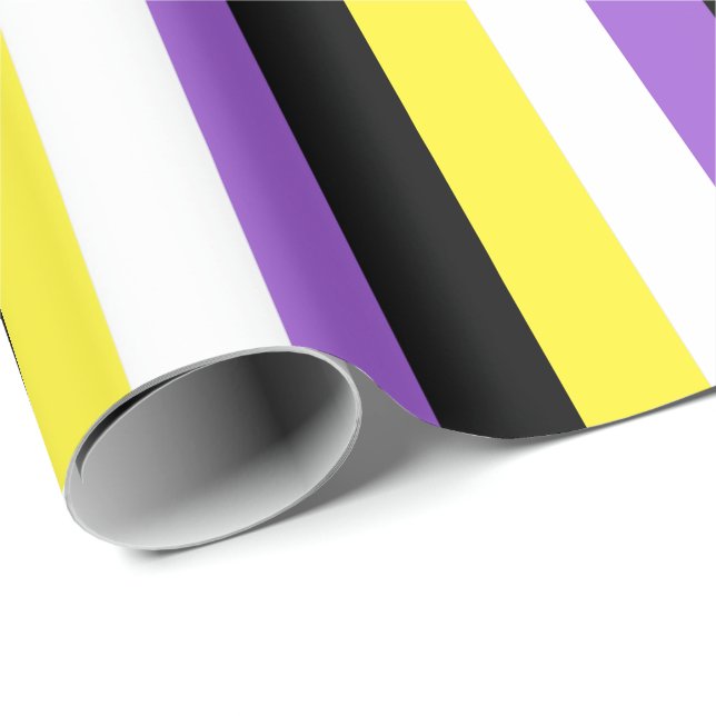 Papier Cadeau Drapeau de fierté non binaire vertical (Coin rond)