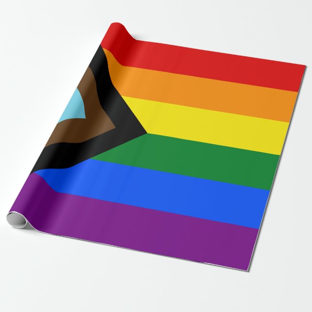Papier Cadeau Drapeau de fierté Progress LGBTQ+ (Déroulé)