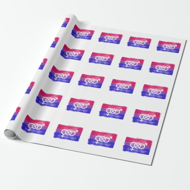 Papier Cadeau Drapeau de la fierté du symbole bisexuel peint (Déroulé)