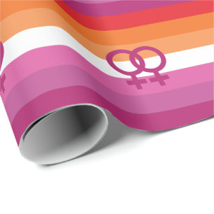 Papier Cadeau Drapeau de la fierté lesbienne WLW (coucher du sol