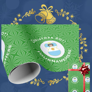 Papier Cadeau Drapeau de l'ange de Noël personnalisé argentin