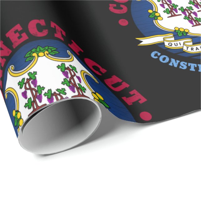 Papier Cadeau Drapeau de l'État constitutionnel du CONNECTICUT (Coin rond)