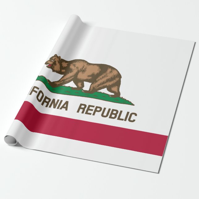 Papier Cadeau Drapeau de l'État de Californie (Déroulé)