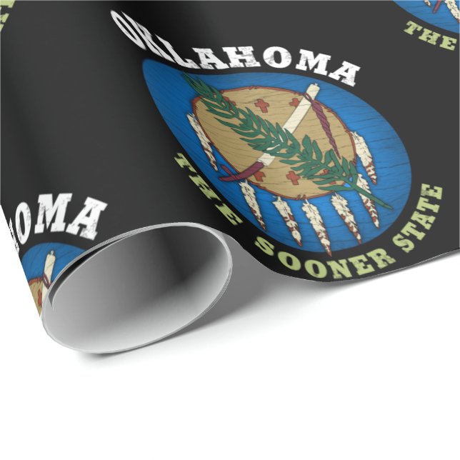 Papier Cadeau Drapeau de l'État de l'Oklahoma Sooners (Coin rond)