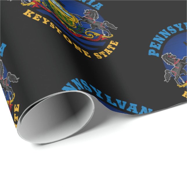 Papier Cadeau Drapeau de l'État de Pennsylvanie, l'État clé de v (Coin rond)