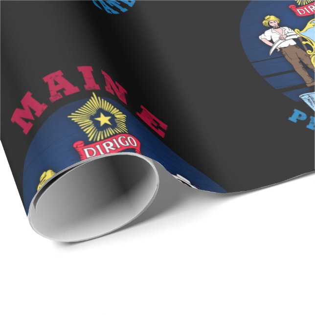 Papier Cadeau Drapeau de l'État du pin du MAINE (Coin rond)