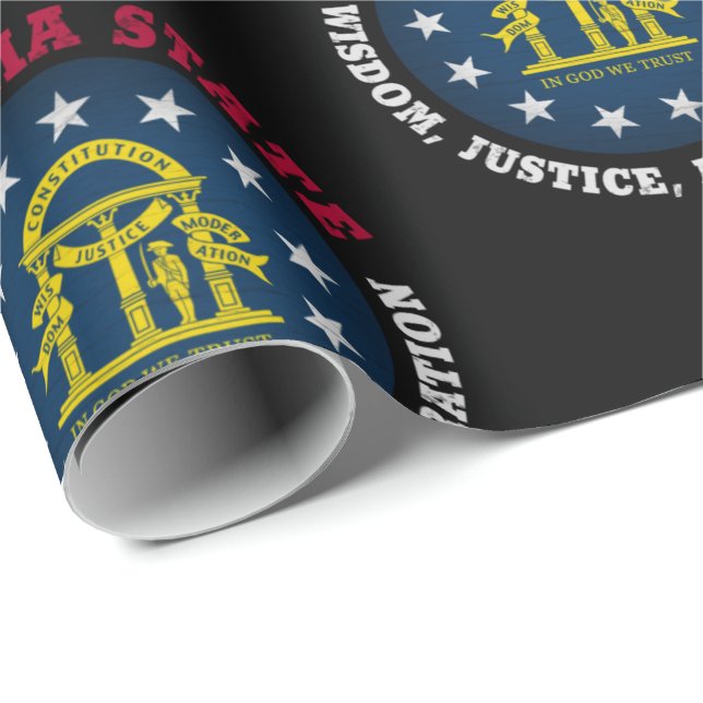 PAPIER CADEAU DRAPEAU DE L'ÉTAT GEORGIA PEACH (Coin rond)