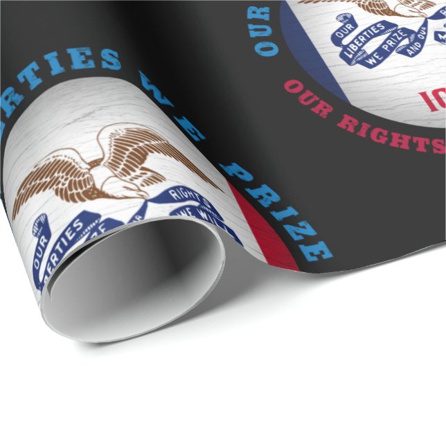 Papier Cadeau Drapeau de l'État IOWA HAWKEYE (Coin rond)
