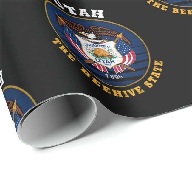 Papier Cadeau Drapeau de l'UTAH État du Cuvier à Miel (Coin rond)