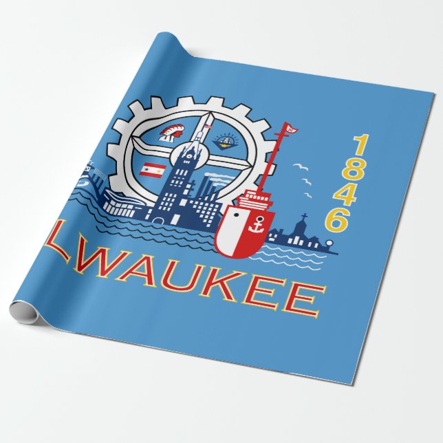 Papier Cadeau Drapeau de Milwaukee (Wisconsin) (Déroulé)