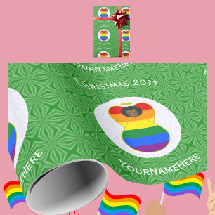 Papier Cadeau Drapeau de Noël de l'ange africain de fierté gay p