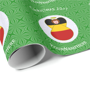 Papier Cadeau Drapeau de Noël personnalisé à l'ange allemand