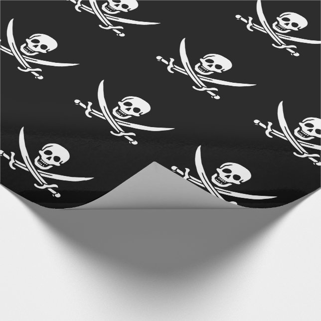 Papier Cadeau Drapeau de pirate Crâne croisé épées (Coin)
