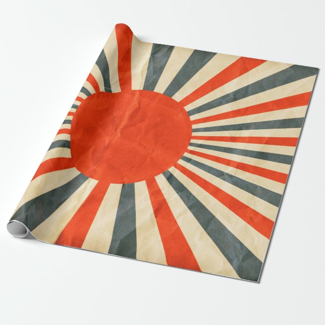 Papier Cadeau Drapeau de soleil rouge sur texture papier, style  (Déroulé)